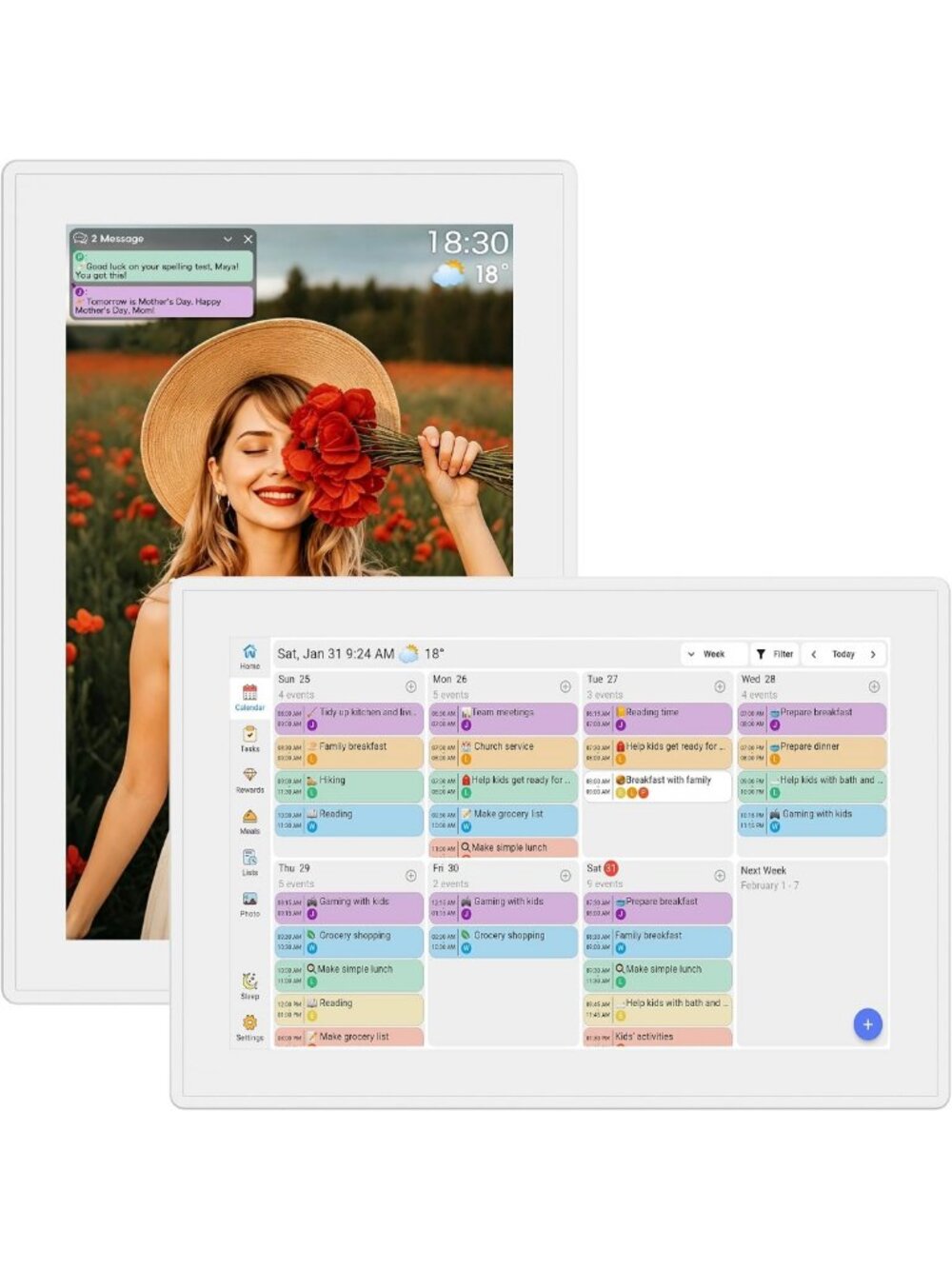 10.1" Smart Digital Calendar & Family Planner | Chore Chart, Meal Planning